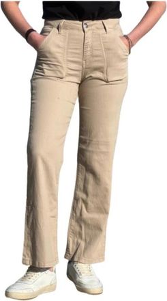 Islow Leha Flare Broek - Dames - Wijde Broeken - Beige - W29 - Katoen - Broeken