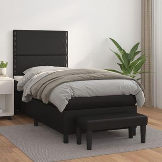 vidaXL Vidaxl - Cama Box Spring Con Colch&oacute;n Cuero Sint&eacute;tico Negro 90x190 Cm