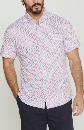7 Diamonds Sundrift Starburst Print Short Sleeve Button-Up Shirt in White at Nordstrom, Size Xx-Large