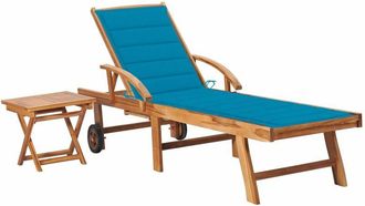 vidaXL Tumbona Con Mesa Y Coj&iacute;n Madera Maciza De Teca Vidaxl