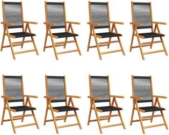 vidaXL Vidaxl - Sillas De Jard&iacute;n Reclinables 8 Uds Madera Maciza Acacia Negro