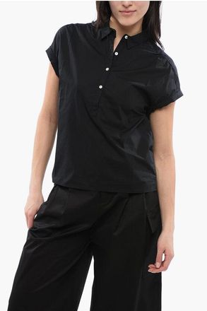Woolrich Popeline katoenen mouwloze blouse in zwart