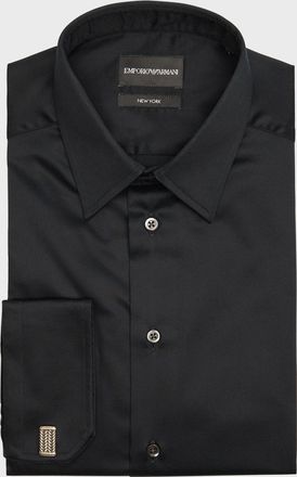 Emporio Armani Mens Cotton-Stretch French Cuff Dress Shirt