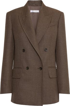 Max Mara Brown Textured Peaked Lapel Blazer