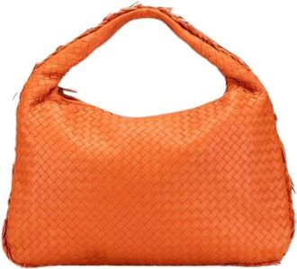 Bottega Veneta Pre-owned Shoulder Bags, female, Orange, Size: ONE SIZE Pre-owned Woven Nappa Hobo Bag