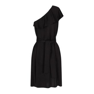 Emporio Armani One-shoulder Ruffle Mini Jurk - Dames - Korte kleedjes - Zwart - 3XL - Kleedjes