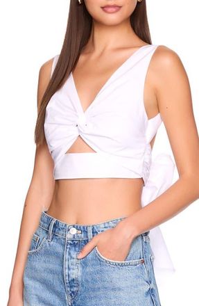 Susana Monaco Twist Front Back Tie Cotton Poplin Top in Sugar at Nordstrom, Size X-Small