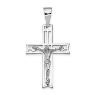 Diamond2Deal 14k White Gold Crucifix Pendant