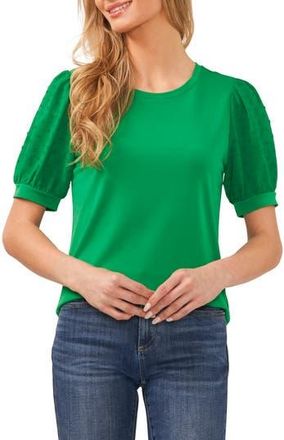 CeCe by Cynthia Steffe Clip Dot Puff Sleeve Top in Lush Green at Nordstrom Rack, Size X-Large