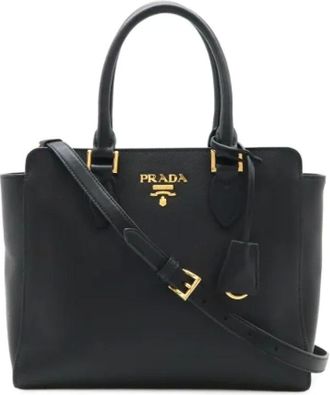 Prada Pre-owned Handbags, female, Black, Size: ONE SIZE Pre-owned Leather shoulder-bags