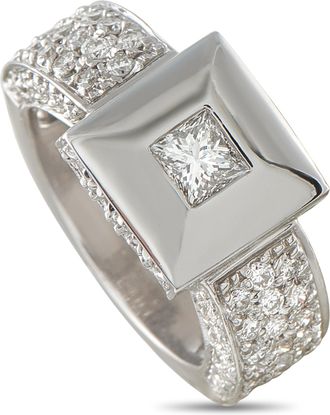 Luxury Bazaar 18K White Gold 0.65ct Diamond Pyramid Ring MF07-071726