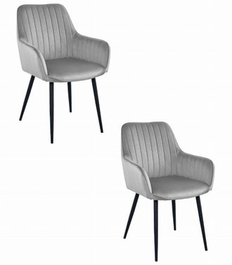 OEM Silla Solden - Terciopelo Gris Plateado / Patas Negras X 2