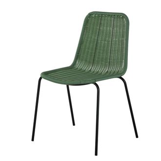 Maisons du monde Silla de exterior de resina reciclada verde caqui y acero negro