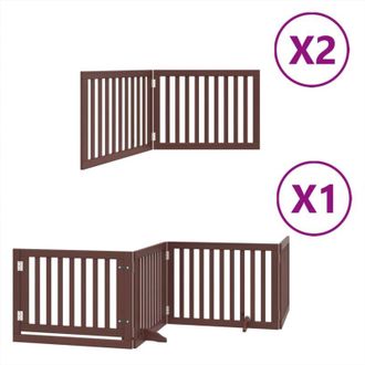 vidaXL Puerta De Perros Plegable 8 Paneles Madera &Aacute;lamo Marr&oacute;n 640 Cm Vidaxl