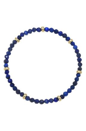 Zoe Lev Jewelry Lapis Lazuli & 14K Gold Stretch Beaded Bracelet in Blue Lapis at Nordstrom