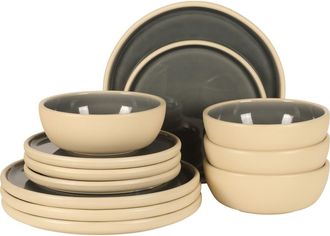 Gibson Home Port Gaia 12-Piece Reactive Glaze Stoneware Dinnerware Set in Navy at Nordstrom