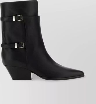 Sergio Rossi leather ankle boots with pointed toe and thick heel
