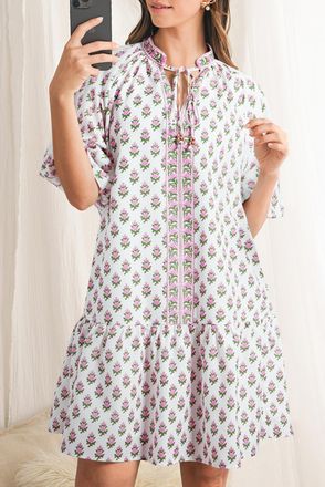 Azura Exchange Bloemenprint Mini Jurk met Gelaagd Zoom