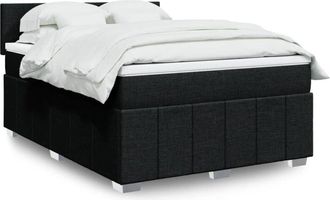 vidaXL Cama Box Spring Con Colch&oacute;n Tela Negro 160x200 Cm Vidaxl