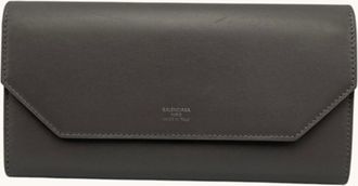 Balenciaga Gray Leather Long Wallet (Bi-Fold) (Pre-Owned)