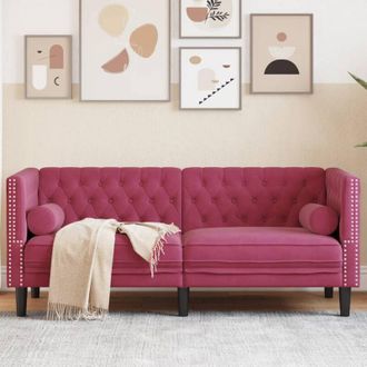 vidaXL Vidaxl - Divano Chesterfield con Rinforzi 2 Posti Rosso Vino in Velluto
