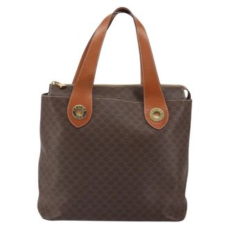 Celine Vintage Macadam Handbag Canvas And Leather Brown Canvas Handbag (Pre-Owned)