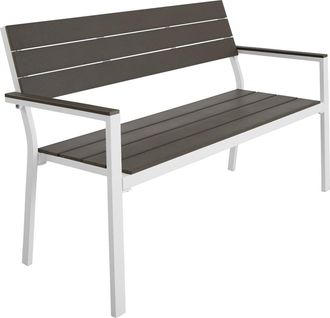 TecTake Banco de jard&iacute;n 2 plazas 128 x 59 x 88 cm gris claro/blanco