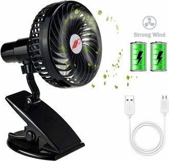 GTA Novo Ventilador Usb, Ventilador De Clipe Port&aacute;til Destac&aacute;vel Para Mesa, Escrivaninha, Cama De Estudante, Carrinho De Beb&ecirc;, Acampamento, Viagem (bateri