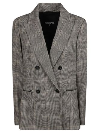 Patrizia Pepe Classic Plaid Double-Breasted Jacket by Patrizia Pepe