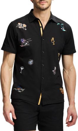 Robert Graham Boat Day Short Sleeve Shirt in Black at Nordstrom Rack, Size Xx-Large