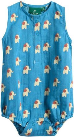 Little Green Radicals Blue Elephant Organic Cotton Bubble Romper at Nordstrom, Size 12-18M