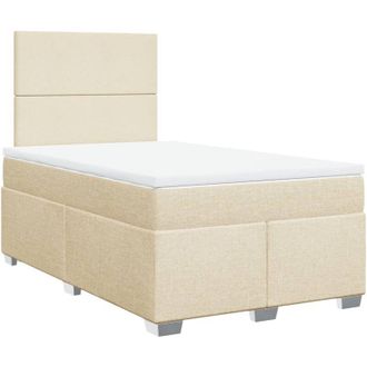 vidaXL Cama Box Spring Con Colch&oacute;n Tela Color Crema 120x200 Cm Vidaxl
