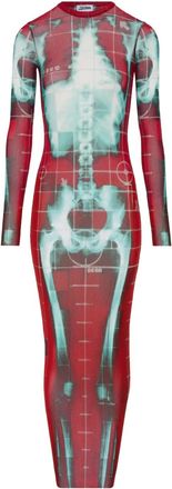 Jean Paul Gaultier Abito Squeletor lungo in rete - Rosso