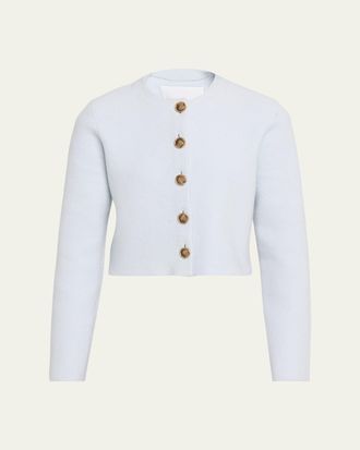 Brandon Maxwell Ryder Wool Knit Crop Jacket