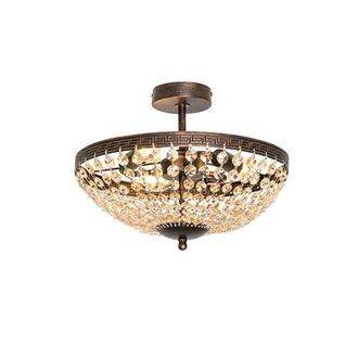 QAZQA Qazqa - Cl&aacute;sico/antiguo L&aacute;mpara De Techo Cl&aacute;sica Color Bronce Y Cristal 3 Luces - Mondrian Acero Redonda Adecuado Para Led Max. 3 X 40 Watt