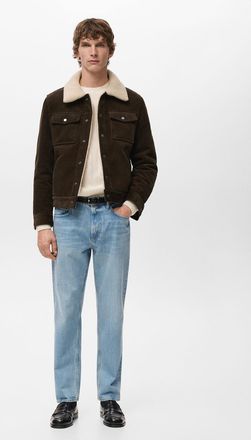 Mango Giubbotto velluto interno pelliccia di pecora cioccolato - Uomo - XXL - MANGO MAN