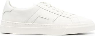 Santoni Ivoorwitte Sneakers met panelen - Heren - Sneakers - Wit - 40 1/2 EU - Leer - Schoenen