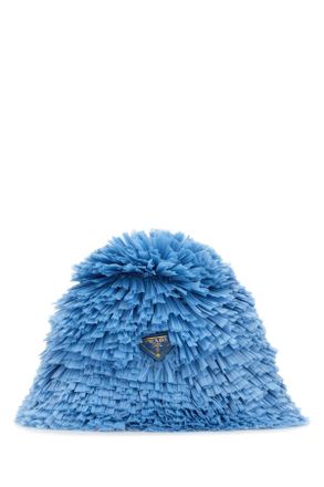 Prada Womens Embellished Raffia Bucket Hat Celeste Cappelli E Fasce Per Capelli