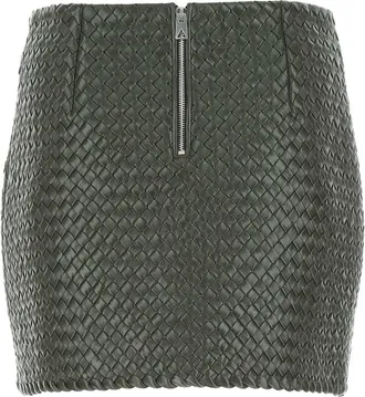 Bottega Veneta Womens Skirt Green Leather