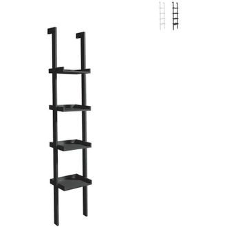 Oresteluchetta Estanter&iacute;a De Pared Blanca Escalonada 4 Estantes Moderna H180cm Little Peoria - Negro