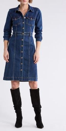 7 For All Mankind Long Sleeve Denim Shirtdress in Lapis at Nordstrom Rack, Size Xx-Small