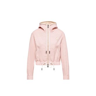 Moncler Moncler Linen & Cotton Blend Zip-up Hoodie, Women, Pink, Size: L