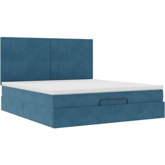 vidaXL Vidaxl - Estructura De Cama Otomana Colchones Terciopelo Azul Oscuro