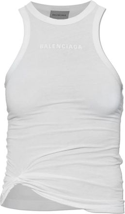 Balenciaga Top sin mangas con logo - Tops - Mujer - Blanco - 2XS