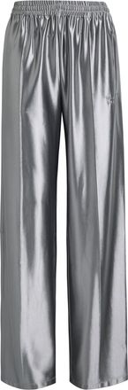 T Alexander Wang Alexanderwang.t Relaxed Logo-embroidered Satin Track Pants - Silver - S (UK8-10 / S)