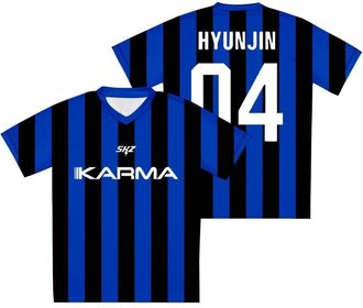 Generic SKZ Karma V-Neck Jersey - Dominate World Tour Merch Unisex Short Sleeve Fashion Tee for Men and Women (Blue-04,M)