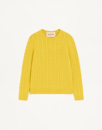 Valentino Valentino Cashmere Cable-Knit Pullover With VLogo Man YELLOW XXL