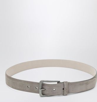 Brunello Cucinelli Greige suede leather belt