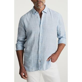 34 Heritage Linen Button-Up Shirt in Blue at Nordstrom, Size Xx-Large