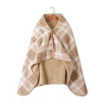 OEM Manta Unisex De Forro Polar A Cuadros Con Botones, Doble Capa, Gruesa, Para Las Rodillas, Suave, Para Siestas, 100 Cm X 140 Cm